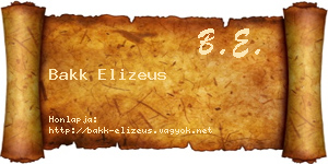 Bakk Elizeus névjegykártya
